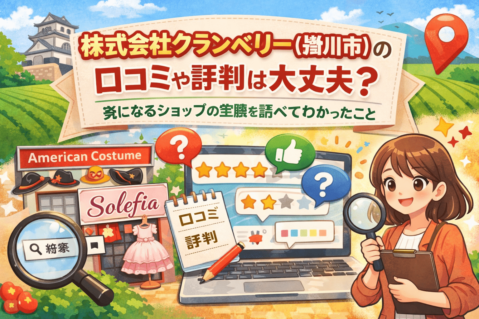 株式会社クランベリー（掛川市）の口コミや評判は見当たらないけど大丈夫？会社名で探すと見えにくい理由と、アメリカンコスチューム・Solefiaまでたどってわかったこと